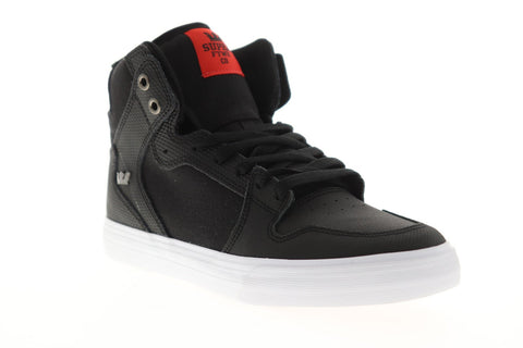 Supra Vaider Mens Black Canvas High Top Lace Up Sneakers Shoes