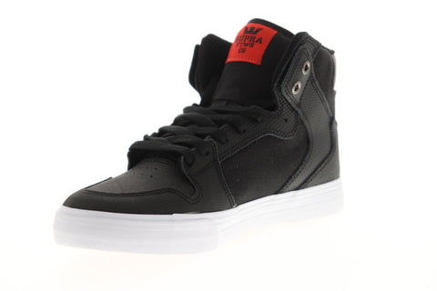 Supra Vaider Mens Black Canvas High Top Lace Up Sneakers Shoes