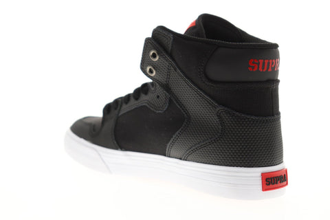 Supra Vaider Mens Black Canvas High Top Lace Up Sneakers Shoes