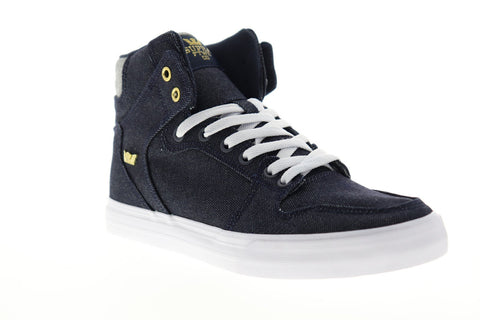 Supra Vaider 08204-472-M Mens Blue Canvas Lace Up High Top Sneakers Shoes