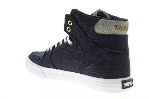 Supra Vaider 08204-472-M Mens Blue Canvas Lace Up High Top Sneakers Shoes