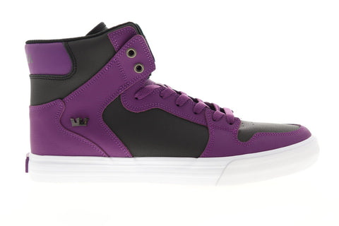 Supra Vaider 08206-505-M Mens Black Purple Leather Lace Up High Top Sneakers Shoes