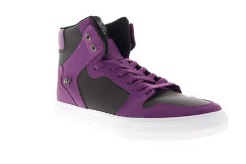 Supra Vaider 08206-505-M Mens Black Purple Leather Lace Up High Top Sneakers Shoes