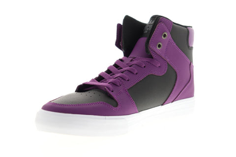 Supra Vaider 08206-505-M Mens Black Purple Leather Lace Up High Top Sneakers Shoes