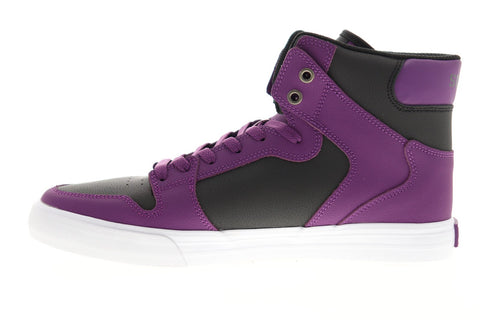 Supra Vaider 08206-505-M Mens Black Purple Leather Lace Up High Top Sneakers Shoes