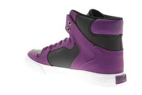 Supra Vaider 08206-505-M Mens Black Purple Leather Lace Up High Top Sneakers Shoes