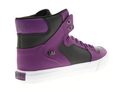 Supra Vaider 08206-505-M Mens Black Purple Leather Lace Up High Top Sneakers Shoes