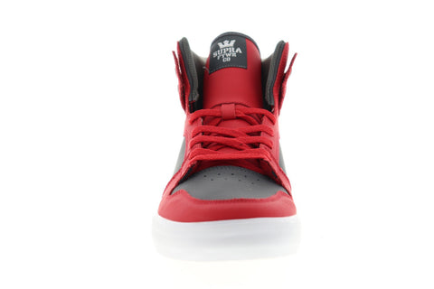 Supra Vaider 08206-607-M Mens Gray Leather Lace Up High Top Sneakers Shoes