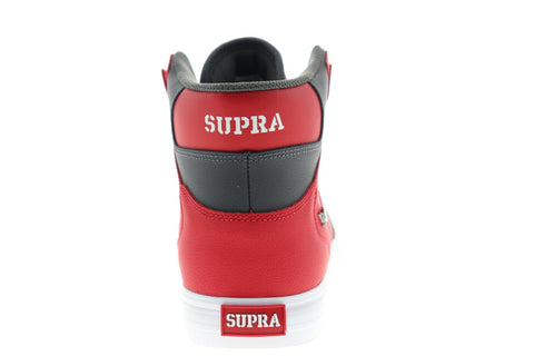 Supra Vaider 08206-607-M Mens Gray Leather Lace Up High Top Sneakers Shoes
