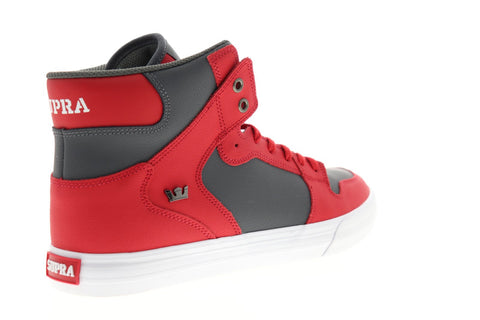 Supra Vaider 08206-607-M Mens Gray Leather Lace Up High Top Sneakers Shoes
