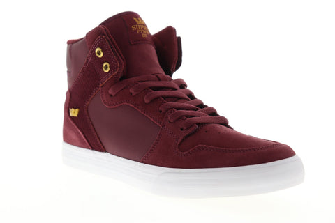 Supra Vaider Mens Red Suede High Top Lace Up Sneakers Shoes