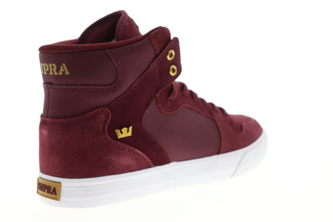 Supra Vaider Mens Red Suede High Top Lace Up Sneakers Shoes