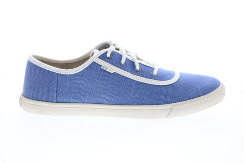 Toms Carmel 10012422 Womens Blue Canvas Lace Up Lifestyle Sneakers Shoes