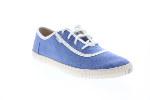 Toms Carmel 10012422 Womens Blue Canvas Lace Up Lifestyle Sneakers Shoes