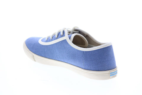 Toms Carmel 10012422 Womens Blue Canvas Lace Up Lifestyle Sneakers Shoes