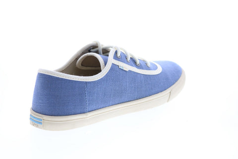 Toms Carmel 10012422 Womens Blue Canvas Lace Up Lifestyle Sneakers Shoes