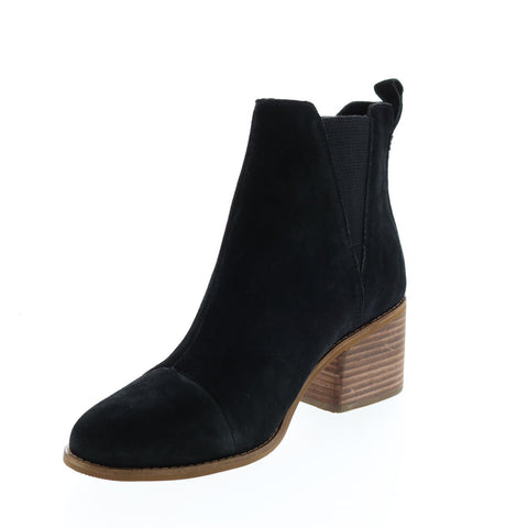 Toms Esme 10013015 Womens Black Suede Slip On Ankle & Booties Boots