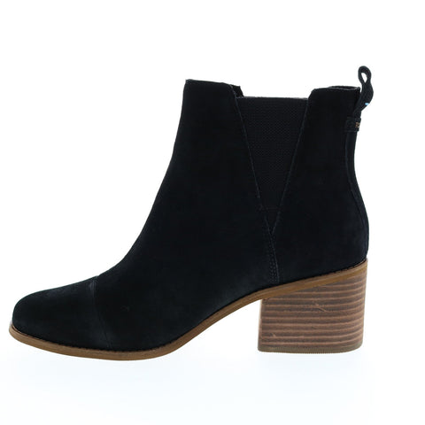 Toms Esme 10013015 Womens Black Suede Slip On Ankle & Booties Boots