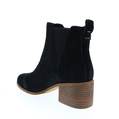 Toms Esme 10013015 Womens Black Suede Slip On Ankle & Booties Boots