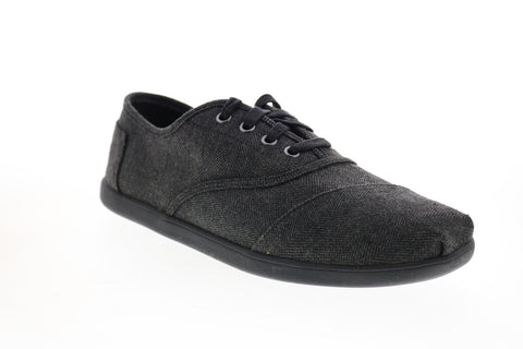 Toms Cordones 10013068 Mens Black Canvas Lace Up Lifestyle Sneakers Shoes