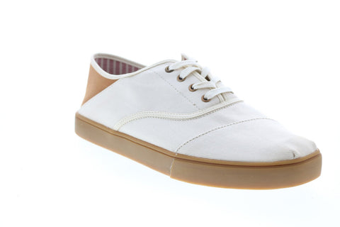 Toms Cordones 10013556 Mens White Canvas Lace Up Lifestyle Sneakers Shoes