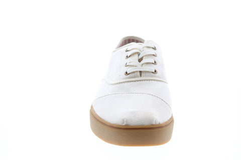 Toms Cordones 10013556 Mens White Canvas Lace Up Lifestyle Sneakers Shoes