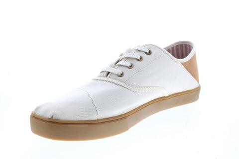 Toms Cordones 10013556 Mens White Canvas Lace Up Lifestyle Sneakers Shoes