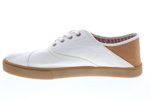 Toms Cordones 10013556 Mens White Canvas Lace Up Lifestyle Sneakers Shoes