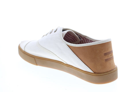Toms Cordones 10013556 Mens White Canvas Lace Up Lifestyle Sneakers Shoes