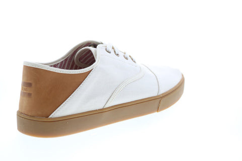 Toms Cordones 10013556 Mens White Canvas Lace Up Lifestyle Sneakers Shoes