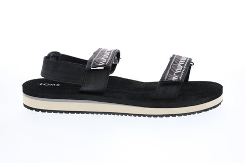 Toms Ray 10013593 Womens Black Canvas Strap Sport Sandals Shoes