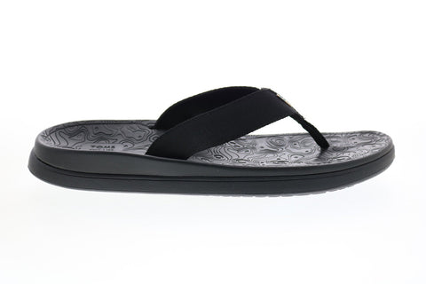 Toms Trvl Lite Flip-Flop 10013911 Mens Black Canvas Flip-Flops Sandals Shoes