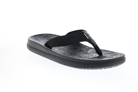 Toms Trvl Lite Flip-Flop 10013911 Mens Black Canvas Flip-Flops Sandals Shoes