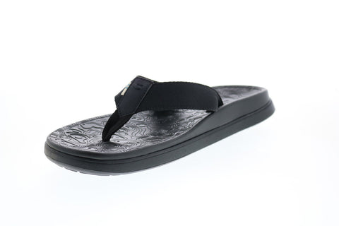 Toms Trvl Lite Flip-Flop 10013911 Mens Black Canvas Flip-Flops Sandals Shoes