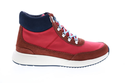 Toms Cascada 10014100 Womens Red Canvas Lace Up Casual Dress Boots Shoes