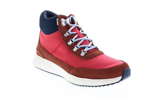Toms Cascada 10014100 Womens Red Canvas Lace Up Casual Dress Boots Shoes