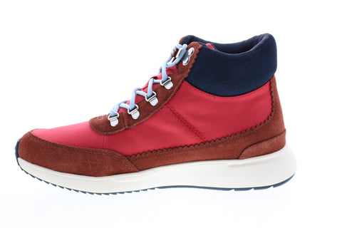 Toms Cascada 10014100 Womens Red Canvas Lace Up Casual Dress Boots Shoes
