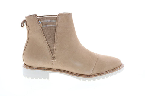 Toms Cleo 10014142 Womens Beige Suede Slip On Chelsea Boots