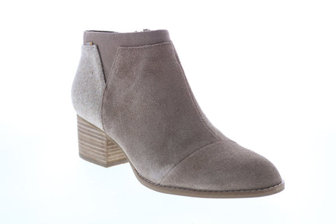 Toms Loren 10014146 Womens Brown Suede Zipper Ankle & Booties Boots