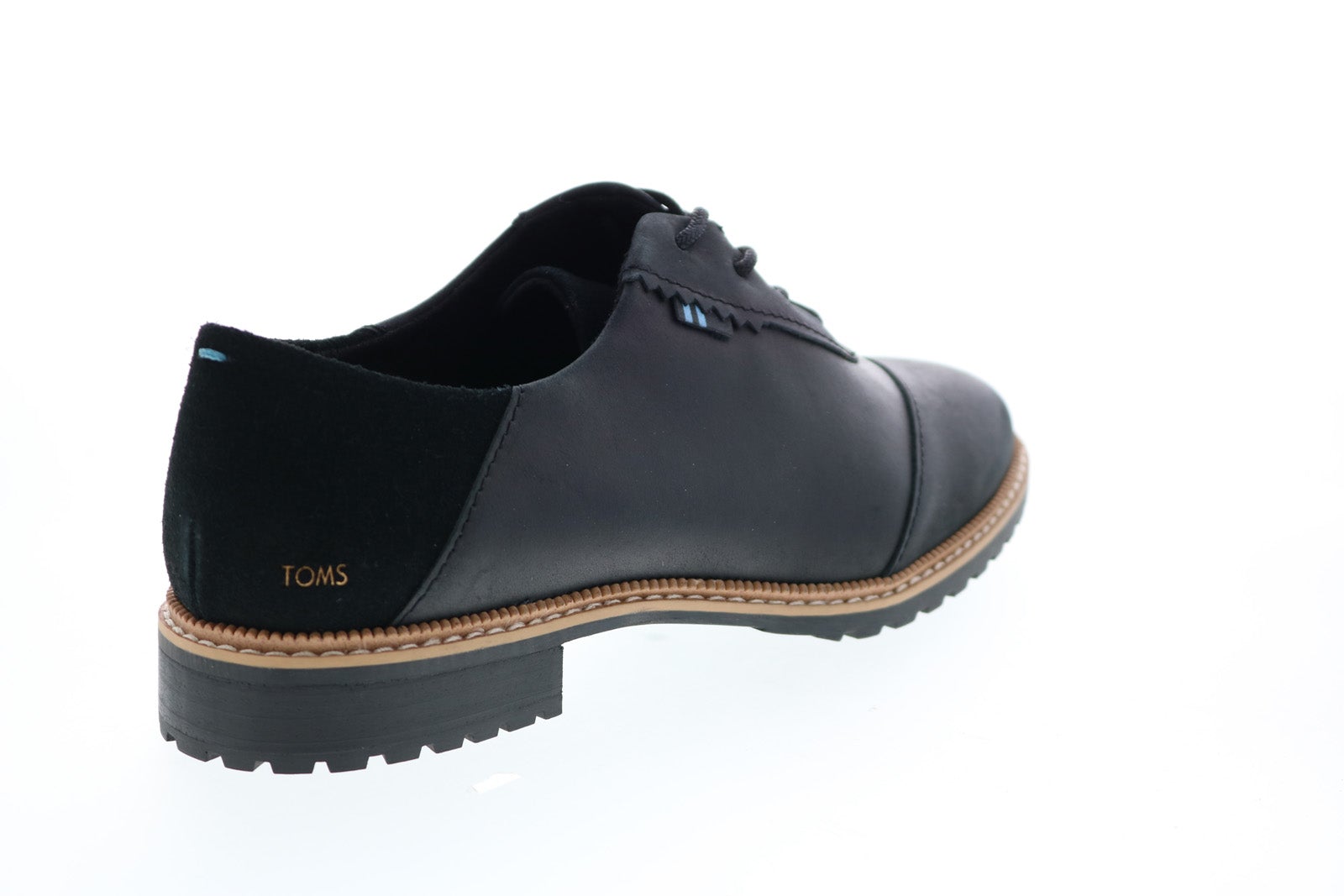 toms black leather oxfords Toms Ainsley 10014158 Womens Black Leather Lace Up Oxford  main image 4