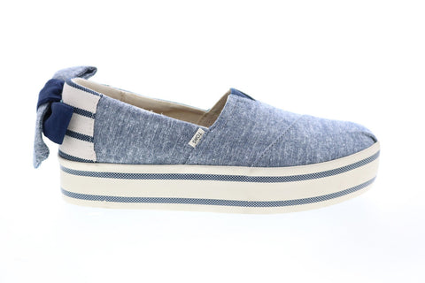 Toms Alpargata Boardwalk 10014432 Womens Blue Canvas Loafer Flats Shoes