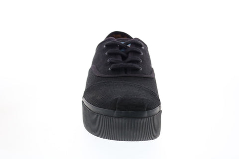 Toms Cordones Boardwalk 10014448 Womens Black Canvas Lace Up Lifestyle Sneakers Shoes