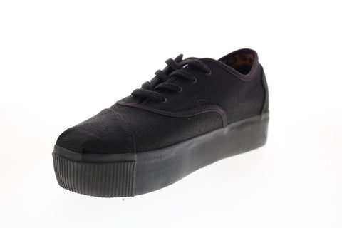 Toms Cordones Boardwalk 10014448 Womens Black Canvas Lace Up Lifestyle Sneakers Shoes