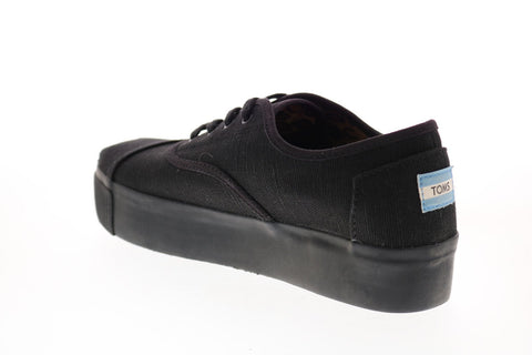 Toms Cordones Boardwalk 10014448 Womens Black Canvas Lace Up Lifestyle Sneakers Shoes