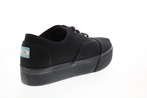 Toms Cordones Boardwalk 10014448 Womens Black Canvas Lace Up Lifestyle Sneakers Shoes