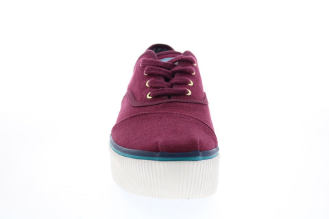 Toms Cordones Boardwalk 10014450 Womens Red Canvas Lace Up Lifestyle Sneakers Shoes