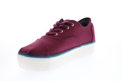 Toms Cordones Boardwalk 10014450 Womens Red Canvas Lace Up Lifestyle Sneakers Shoes