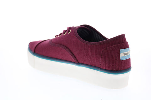 Toms Cordones Boardwalk 10014450 Womens Red Canvas Lace Up Lifestyle Sneakers Shoes
