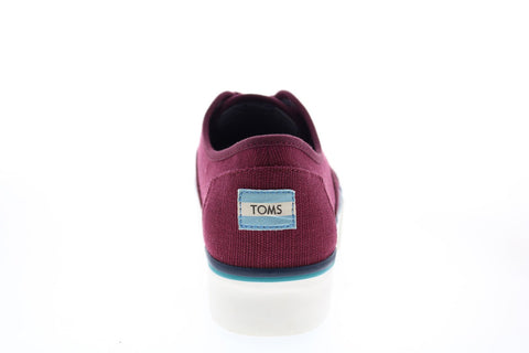 Toms Cordones Boardwalk 10014450 Womens Red Canvas Lace Up Lifestyle Sneakers Shoes