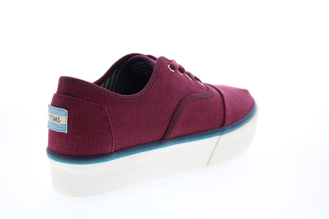 Toms Cordones Boardwalk 10014450 Womens Red Canvas Lace Up Lifestyle Sneakers Shoes